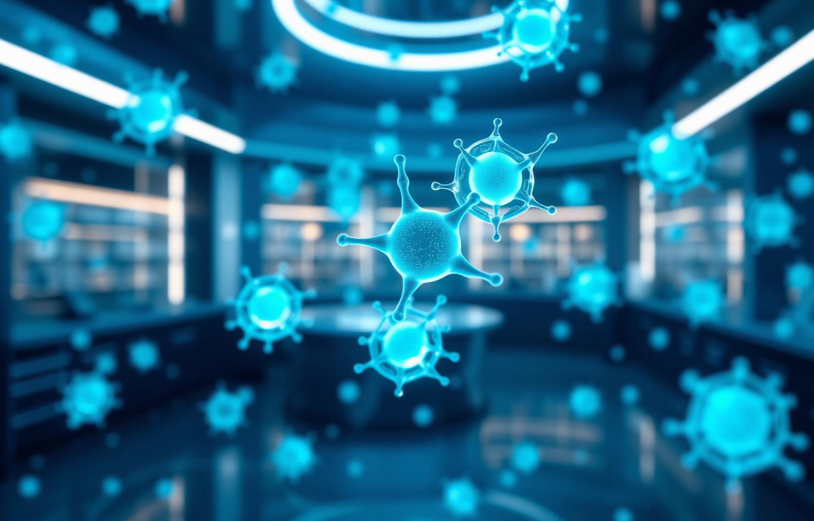 Modern 3D blue stem cells in a regenerative medicine lab